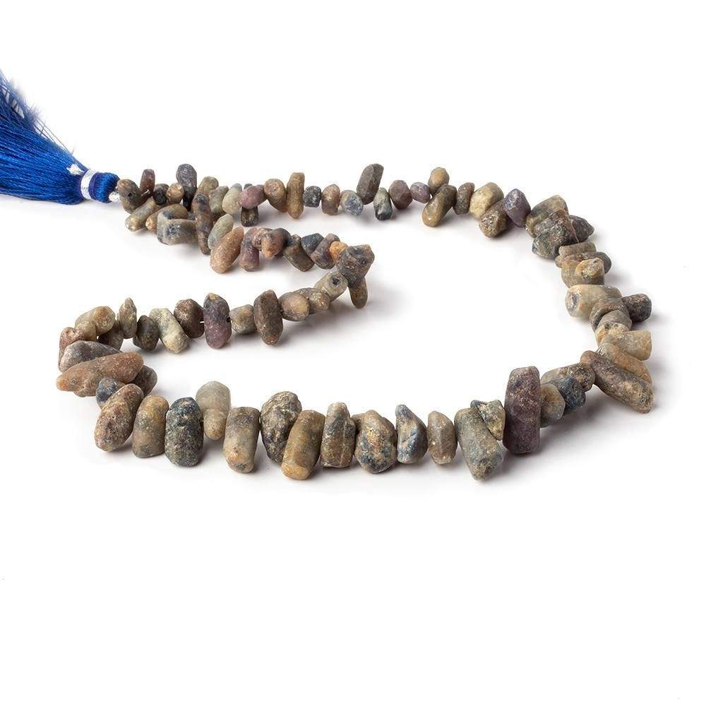 3x3-16x6mm Blue Gray Sapphire Unpolished Natural Crystal Beads 14 inch 94 pcs