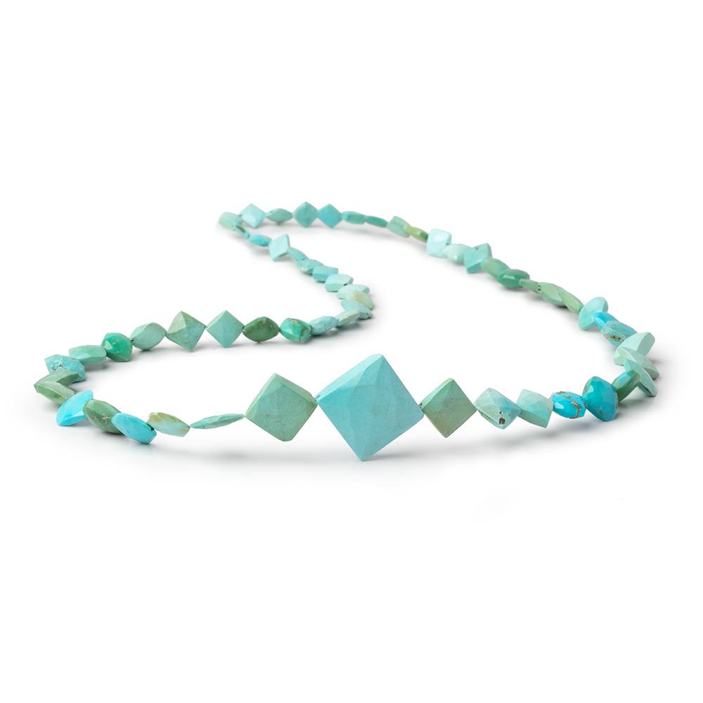 4-15mm Sleeping Beauty Turquoise Faceted Square Beads 18 inch 57 pieces