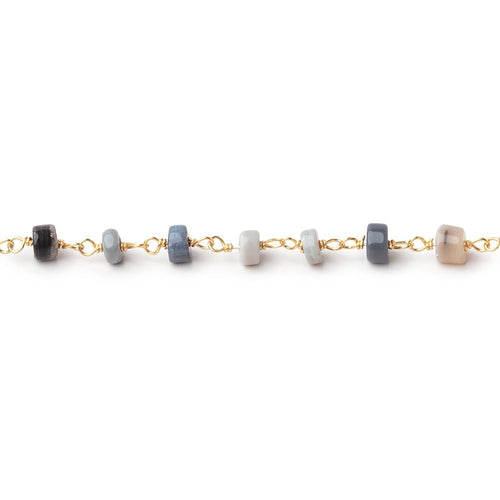 4-4.5mm Australian Opal Plain Heishi Beads on Vermeil Chain