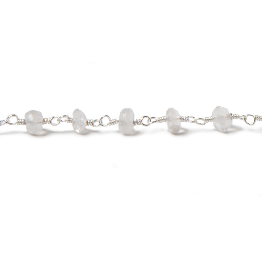 4-4.5mm Crystal Quartz rondelle Silver plated Chain by the foot 38 pieces