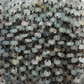 4-4.5mm Matte Aquamarine & Beryl rondelle Black Gold Chain by the foot 25 pcs