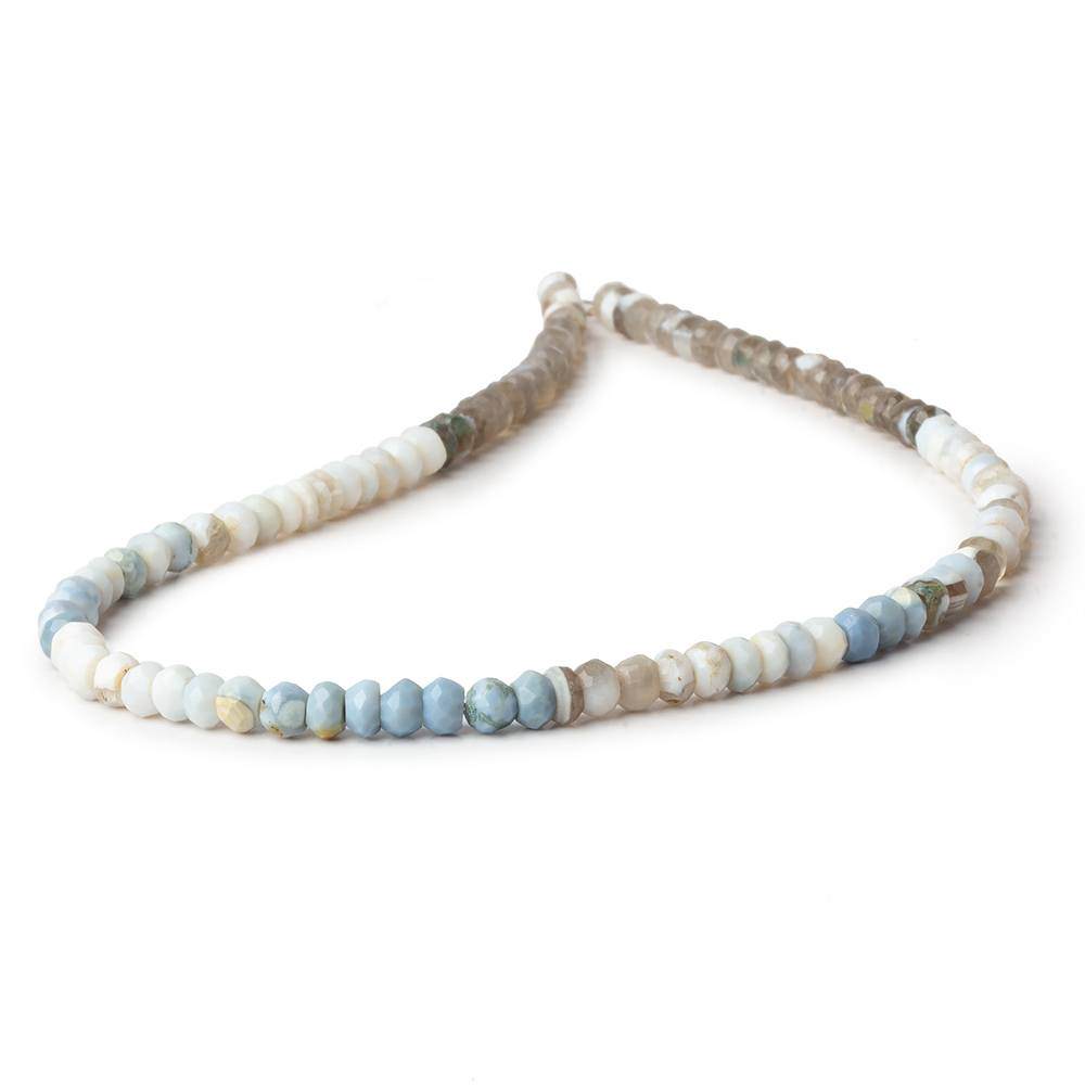 4mm Owyhee Natural Denim Blue Opal faceted rondelles 13 inch 97 beads