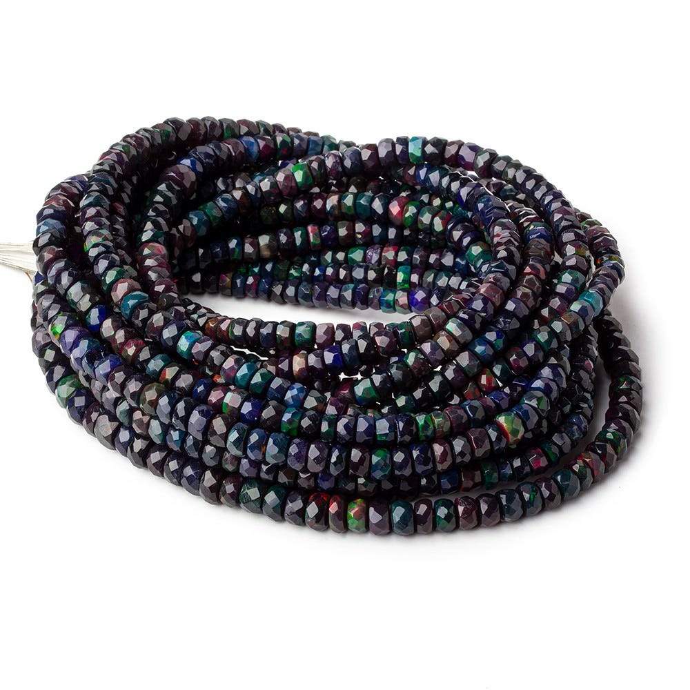 4-5.5mm Ethiopian Wollo Black Opal faceted rondelles 145 beads 16 inch AA