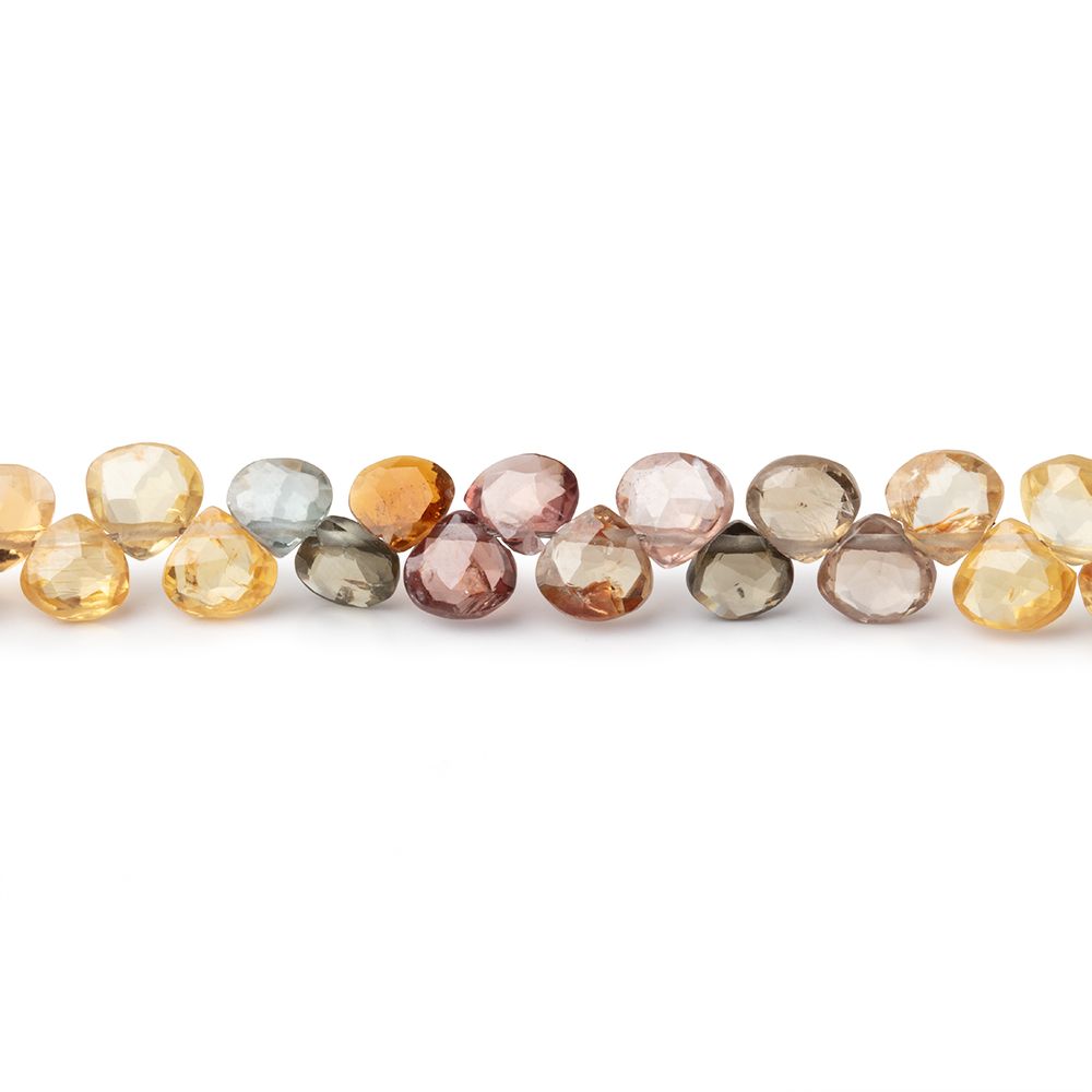 4-5.5mm Multi Color Zircon Faceted Heart Briolettes 8 inch 66 Beads AA