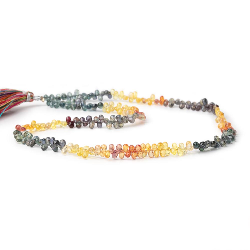 4-5mm Fancy Sapphire Micro Faceted Tear Drop 17 inch 275 Beads AA
