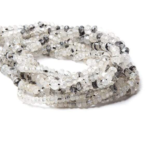 4-5mm Tourmalinated Quartz Faceted Rondelle 14.5 inch 160 pcs
