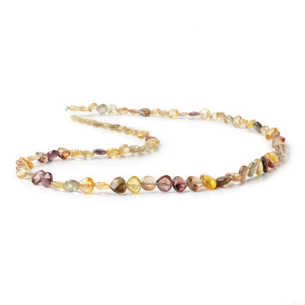 4-6mm Multi Color Golden Zircon Faceted Heart 16 inch 87 Beads AA