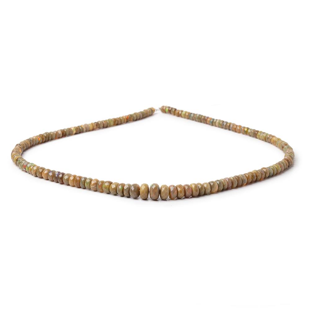 4-7.5mm Olive Brown Ethiopian Opal Faceted Rondelles 16.5 inch 154 Beads