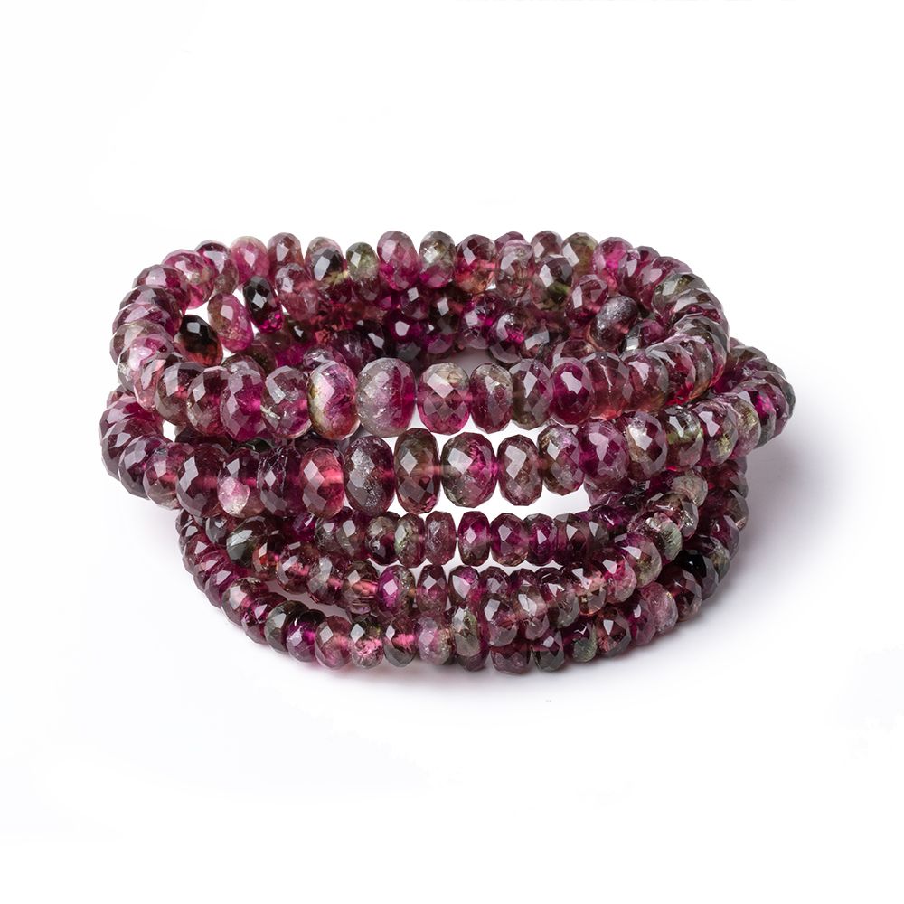 4-7mm Multi Color Rubellite Tourmaline Faceted Rondelles 16 inch 139 Beads AA