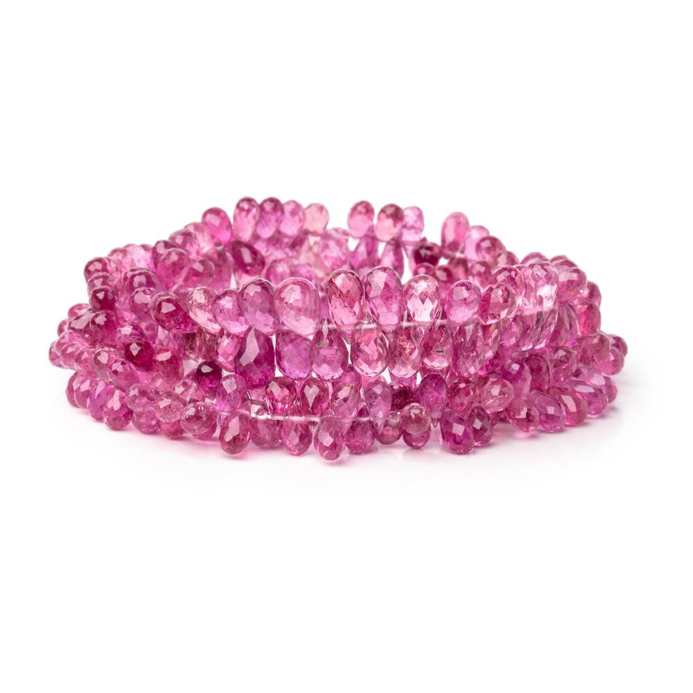 4-7mm Rubellite Tourmaline Faceted Tear Drop Beads 17.5 inch 288 pieces AAA