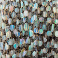4-7mm Ethiopian Jelly Opal Plain Nuggets on Black Gold .925 Chain