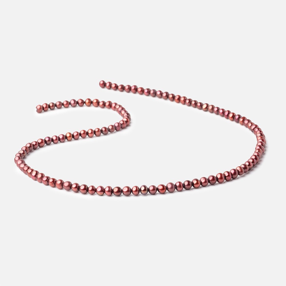4x3mm Wine Off Round Freshwater Pearls 16 inch 108 pieces