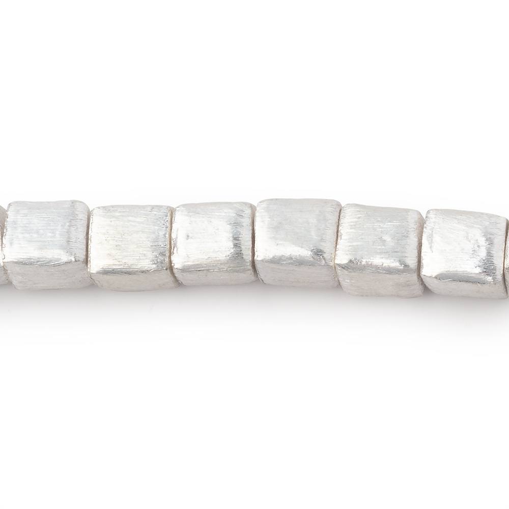 6mm Silver Plated Brushed Cube Beads 8 inch 30 pieces