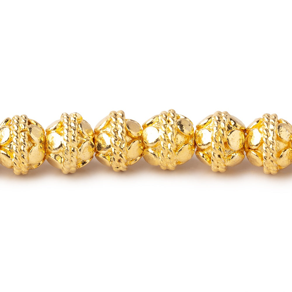 6mm 22kt Gold Plated Copper Round Bali Design 8 inch 33 pieces