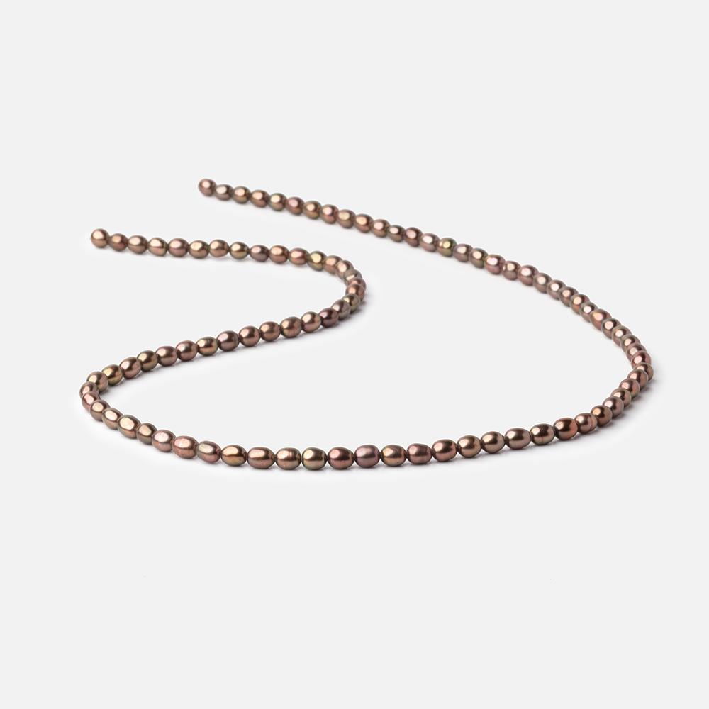 4x3mm Antique Bronze Straight Drilled Oval Freshwater Pearl 15 inch 97 pcs