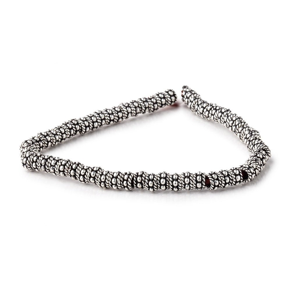 5x3mm Antiqued Sterling Silver Plated Copper Twisted Spacer 8 inch 63 beads