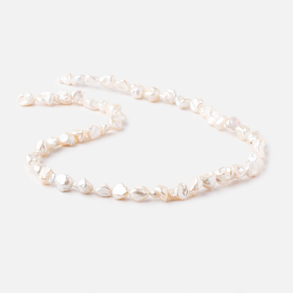 7-8mm Off White Straight Drilled Keshi Freshwater Pearls 16 inch 48 pieces