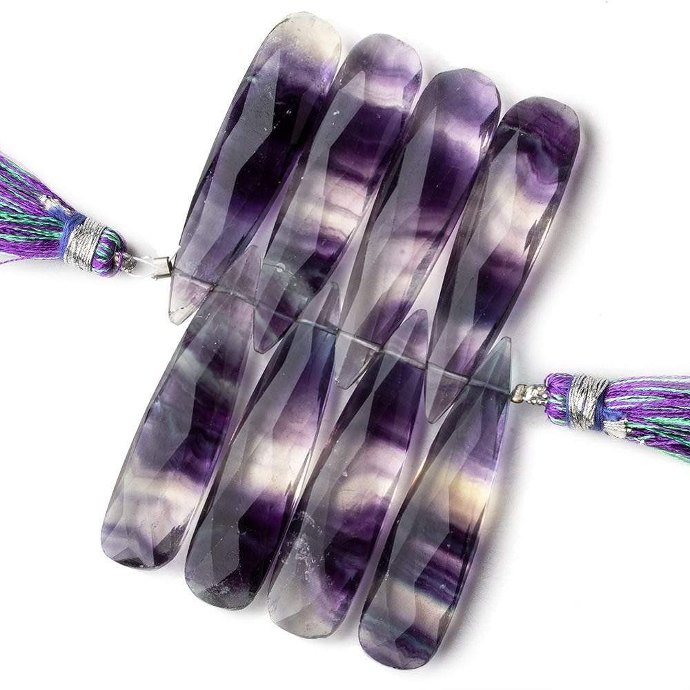 40x10mm Multi Color Banded Fluorite faceted pears 3 inch 8 beads AAA