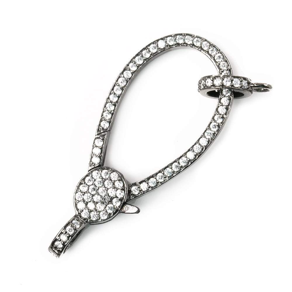 40x17mm Black Gold .925 Silver Pave CZ Lobster Clasp with CZ Ring 1 piece
