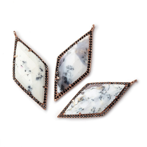 40x18mm Rose Gold & Black CZ Bezel Dendritic Opal Kite Pendant 1 Focal