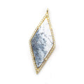 40x18mm Vermeil Dendritic Opal CZ Bezel Faceted Kite Marquise Pendant 1 focal bead