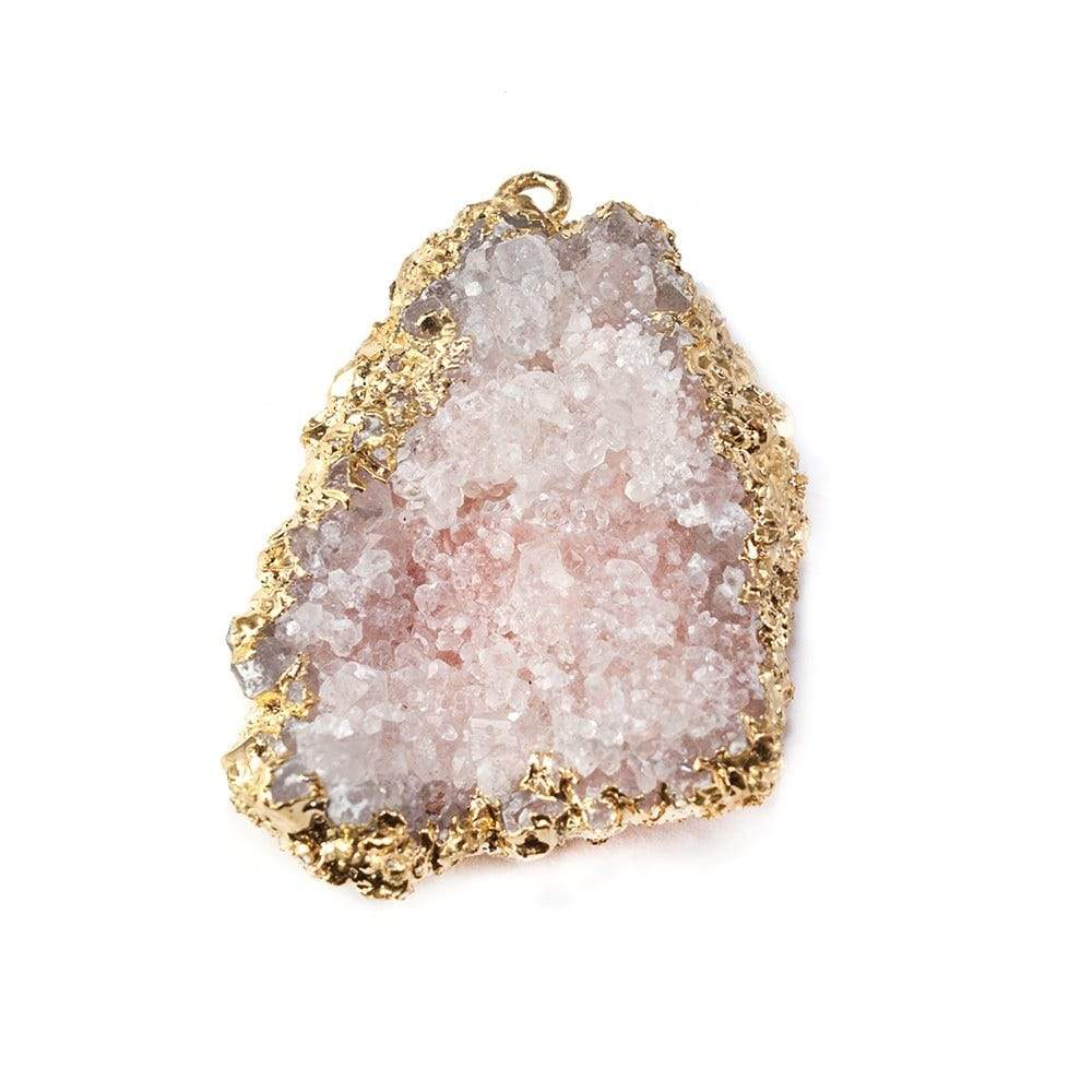 40x24mm 22kt Gold Leaf Edged Calcite Mineral Crystal Pendant 1 piece