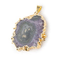 40x34mm Gold Leafed Amethyst Solar Quartz Slice Pendant 1 focal piece