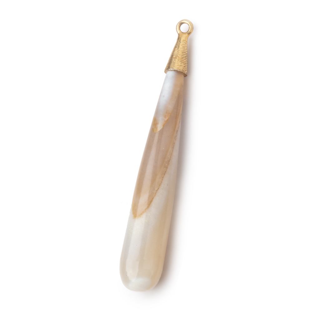 41-47mm Gold Capped Creamy Agate Plain Tear Drop Pendant 1 piece