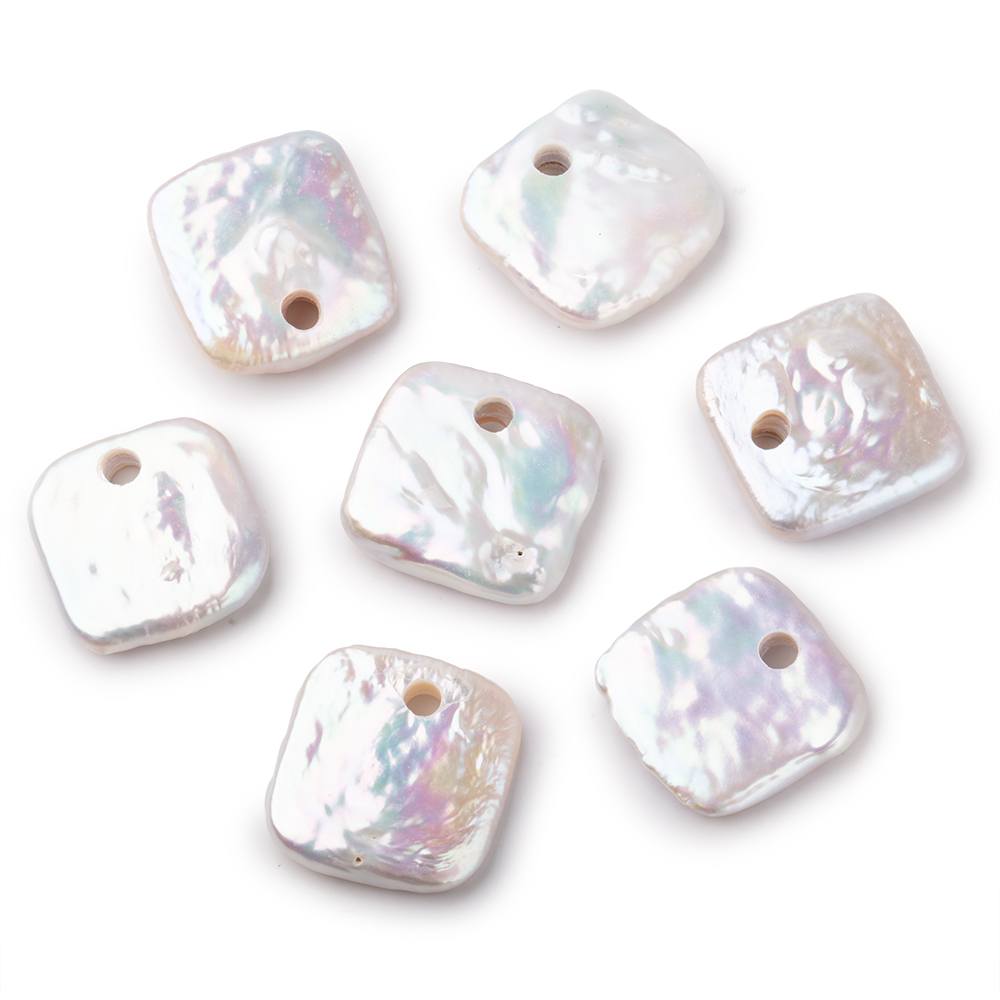 20-22mm Off White Square Large Hole Pearl Focal Bead 1 piece