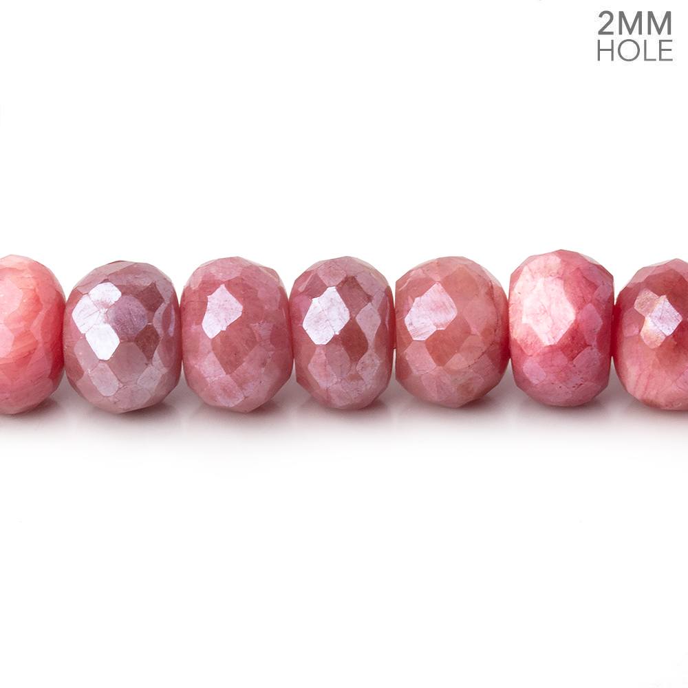 8mm Mystic Dark Pink Moonstone 2mm Large Hole Faceted Rondelles 8 inch 36 pcs