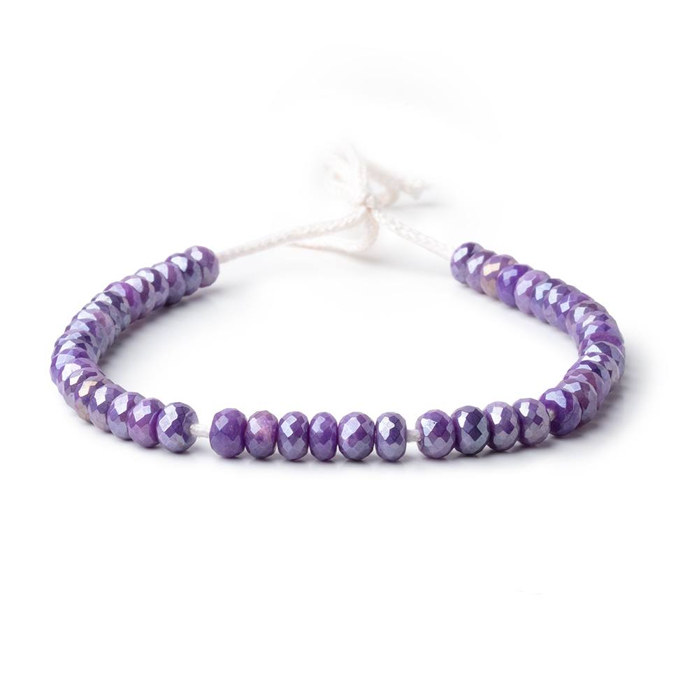 6mm Mystic Purple Moonstone 2mm Large Hole Faceted Rondelles 8 inch 48 Beads