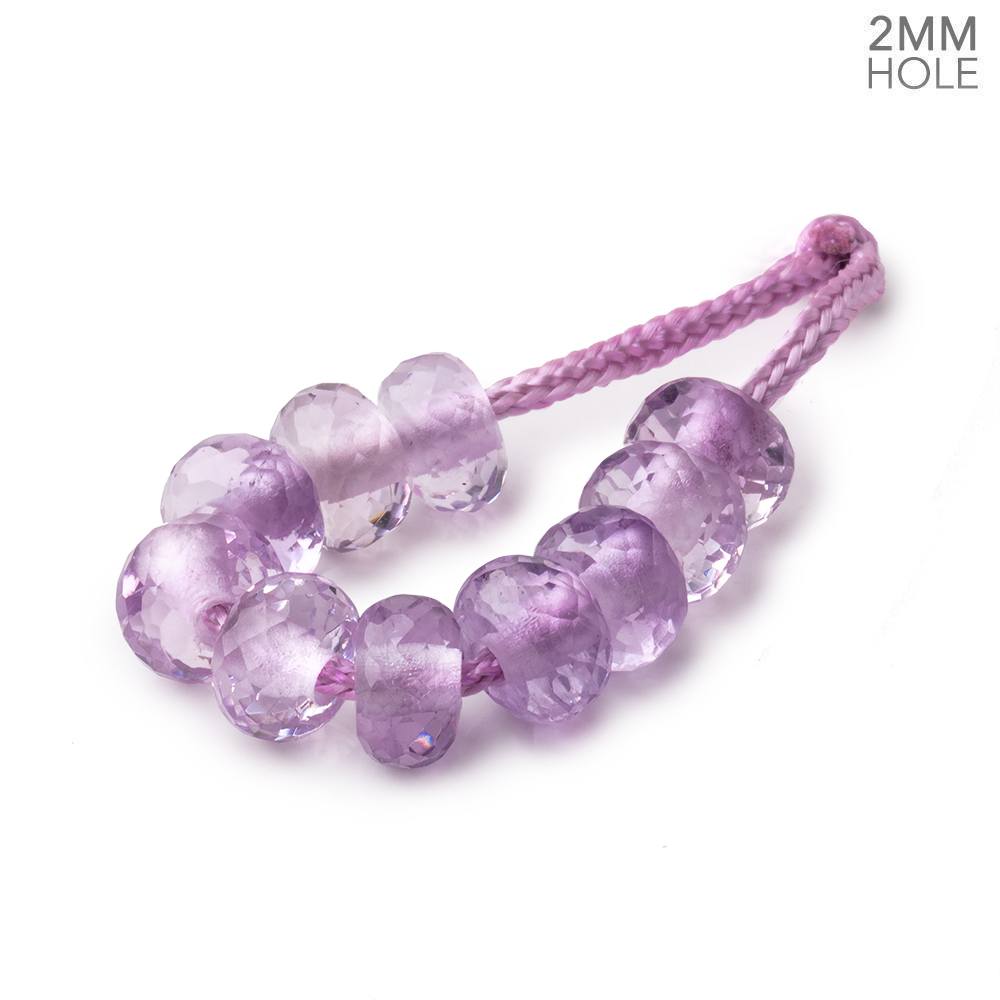 8mm Pink Amethyst 2mm Large Hole Faceted Rondelle Set of 10