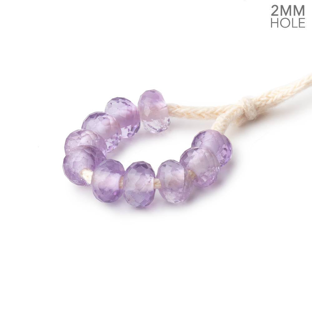 6mm Pink Amethyst 2mm Large Hole Faceted Rondelle Set of 10