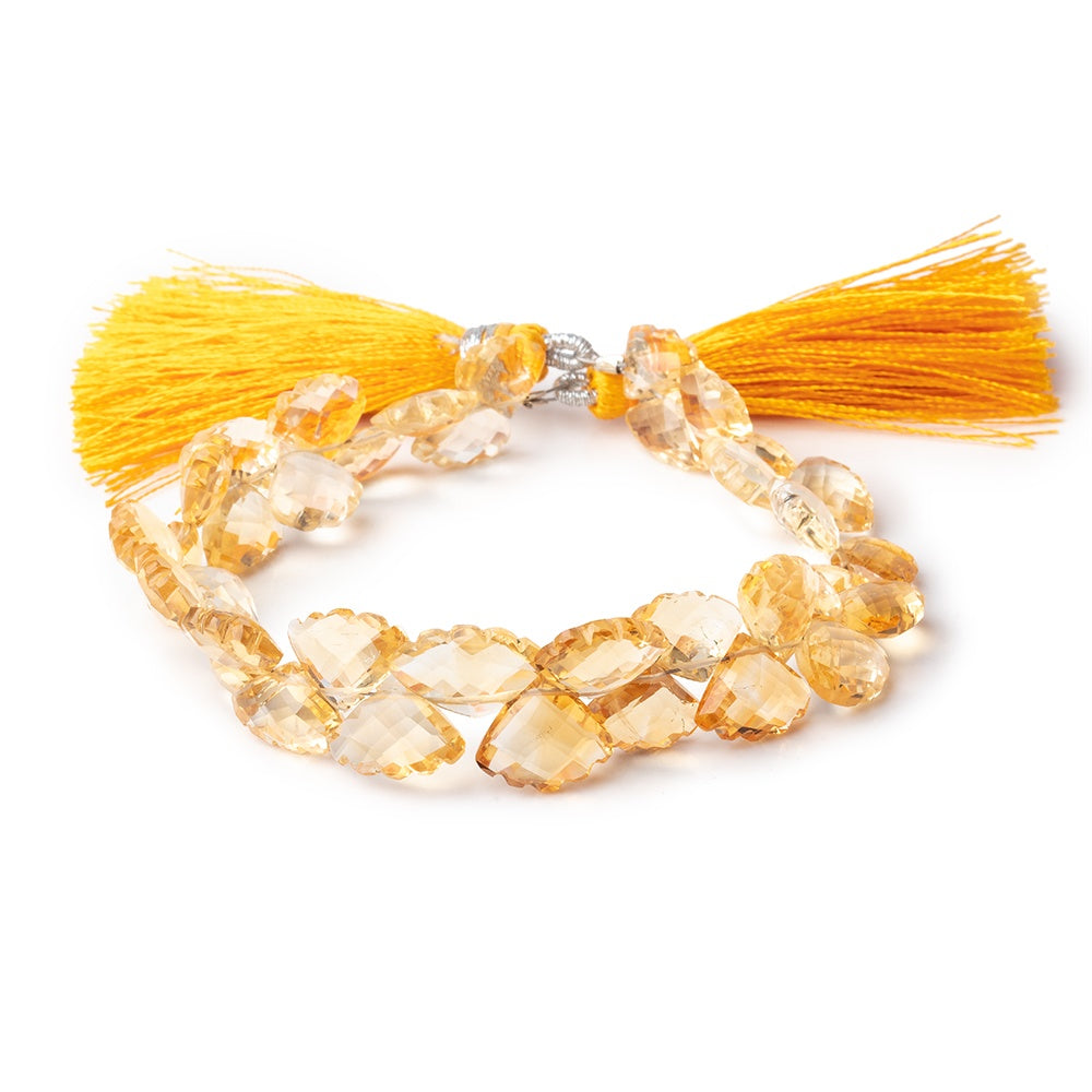 9x7-13x9mm Citrine Carved & Faceted Fan Beads 6 inch 36 pieces AAA
