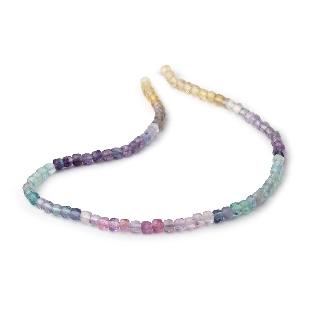 4mm Shaded Fluorite Micro Faceted Cube Beads 12.5 inch 84 pieces AA