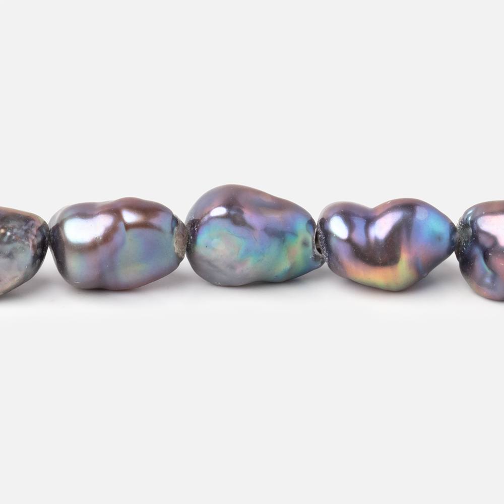 9-11mm Peacock Straight Drilled Keshi Freshwater Pearls 16 inch 32 Beads