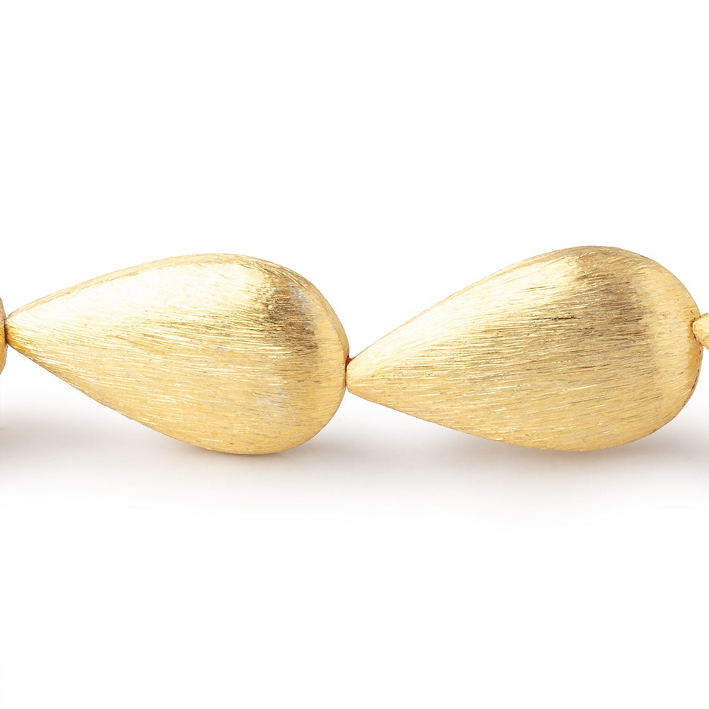 23x13mm 22kt Gold Plated Copper Brushed Pear 8 inch 9 Beads