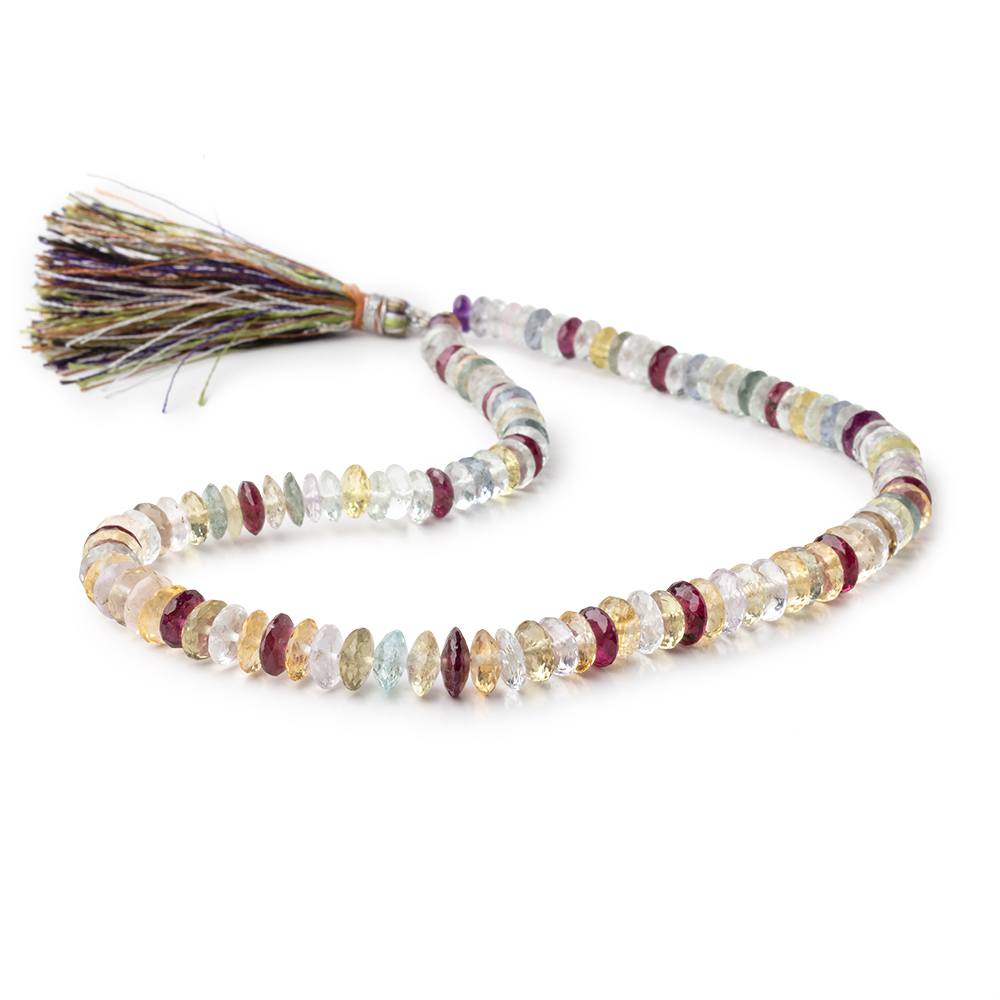 6-8mm Multi Gemstone German Faceted Rondelle Beads 14 inch 124 pieces AAA