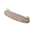 41x10mm Gold Leaf Edged Cream Agate Drusy Oval Connector 1 piece