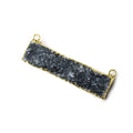 41x11mm 22kt Gold Leafed Grey Smoky Quartz Drusy East West Connector 1 Focal Bead