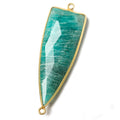 41x15mm Vermeil bezel Russian Amazonite faceted point Connector 1 piece
