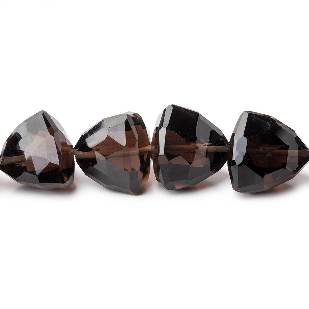 8-13mm Smoky Quartz Faceted Trillion Beads 15 inch 42 pieces