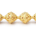 19x15mm 22kt Gold Plated Copper Persian Filigree BiCone 8 inch 11 Beads