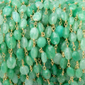 6x5mm Chrysoprase Faceted Ovals on Vermeil Chain by the Foot 25 Beads