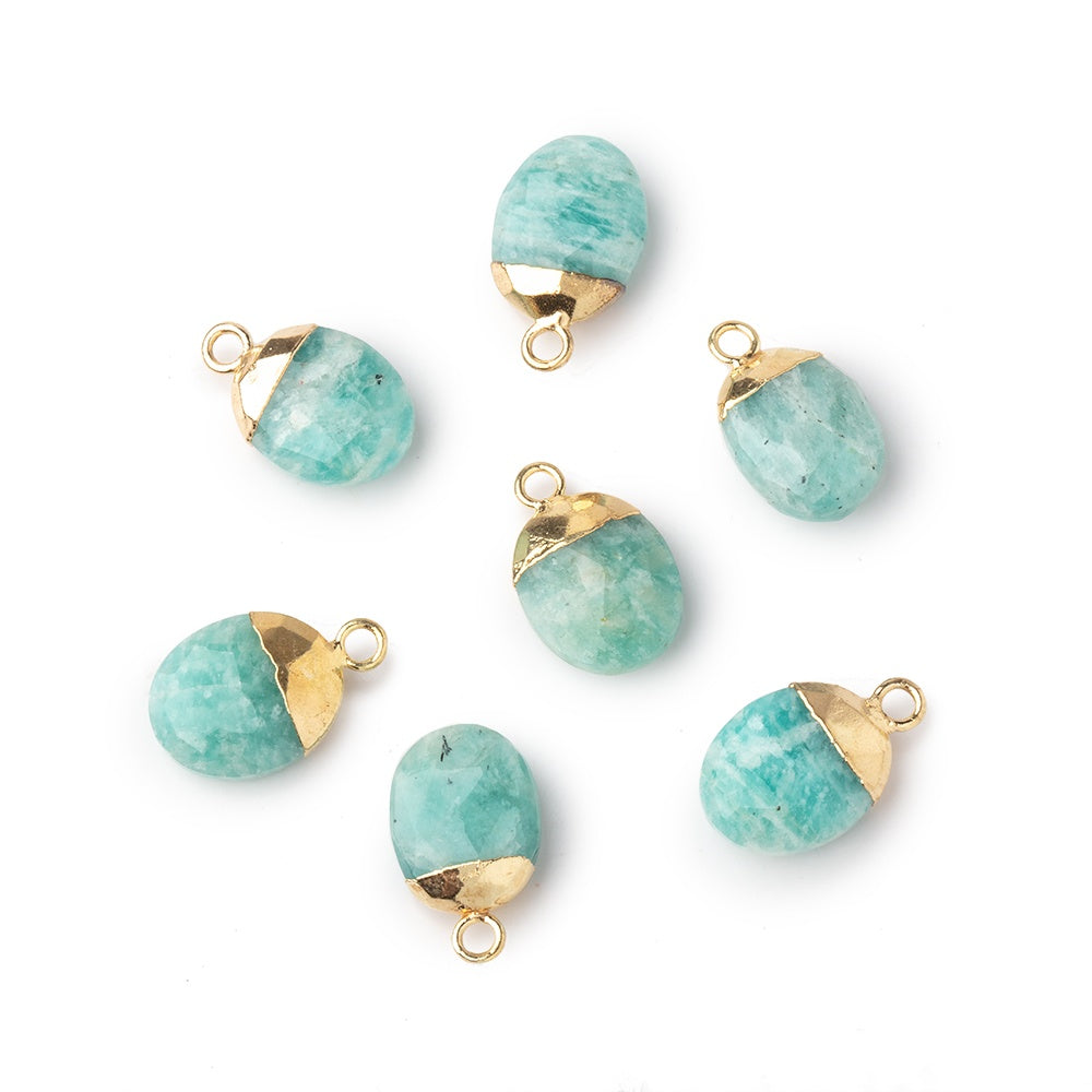 10x8mm Gold Leafed Amazonite Faceted Oval Focal Bead 1 piece