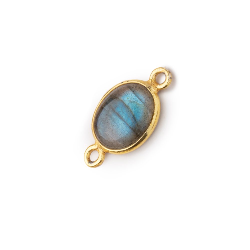 11x9mm Vermeil Bezel Labradorite Oval Cabochon Connector 1 piece