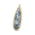 42x13mm Vermeil CZ Bezel & Dendritic Opal faceted pear Pendant 1 piece