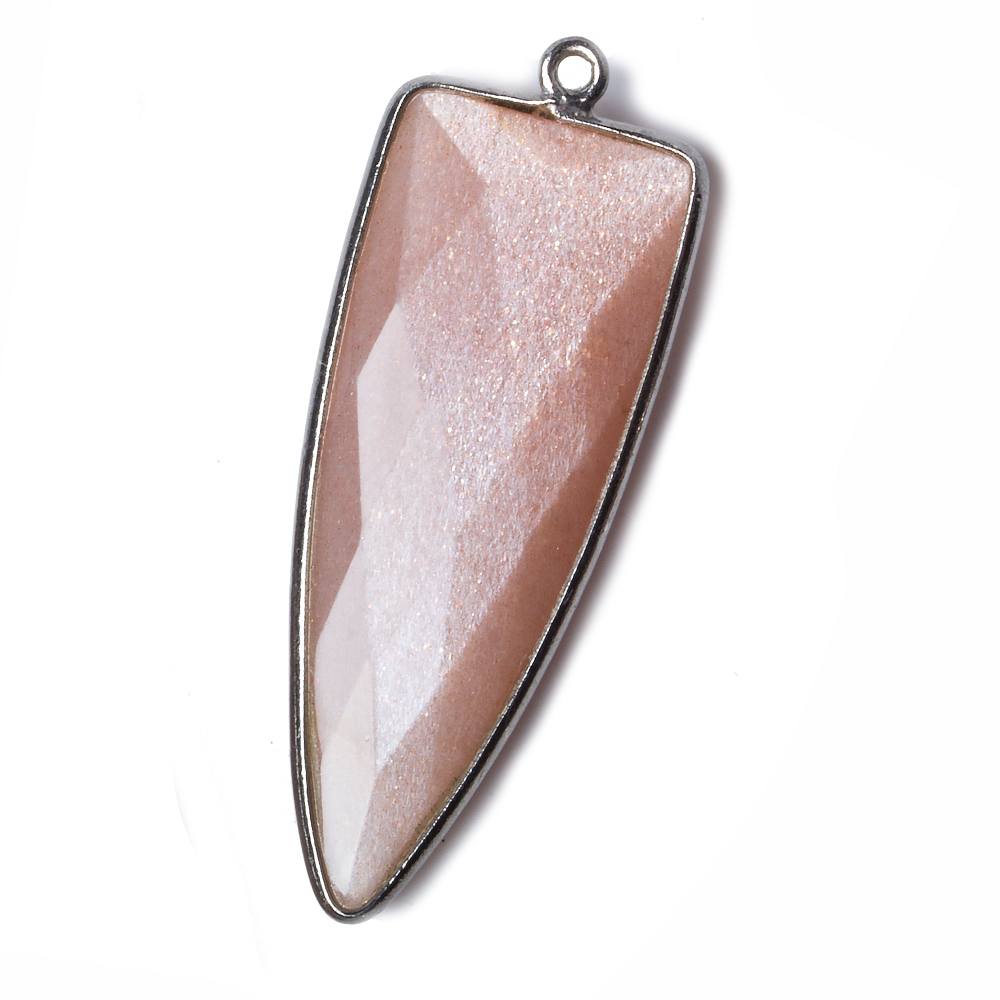 42x16mm Black Gold Bezel Angel Skin Peach Moonstone Point 1 ring Pendant 1 piece
