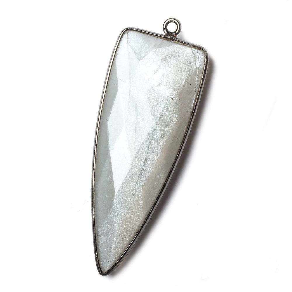 42x16mm Black Gold Bezel Platinum Grey Moonstone faceted point 1 focal bead