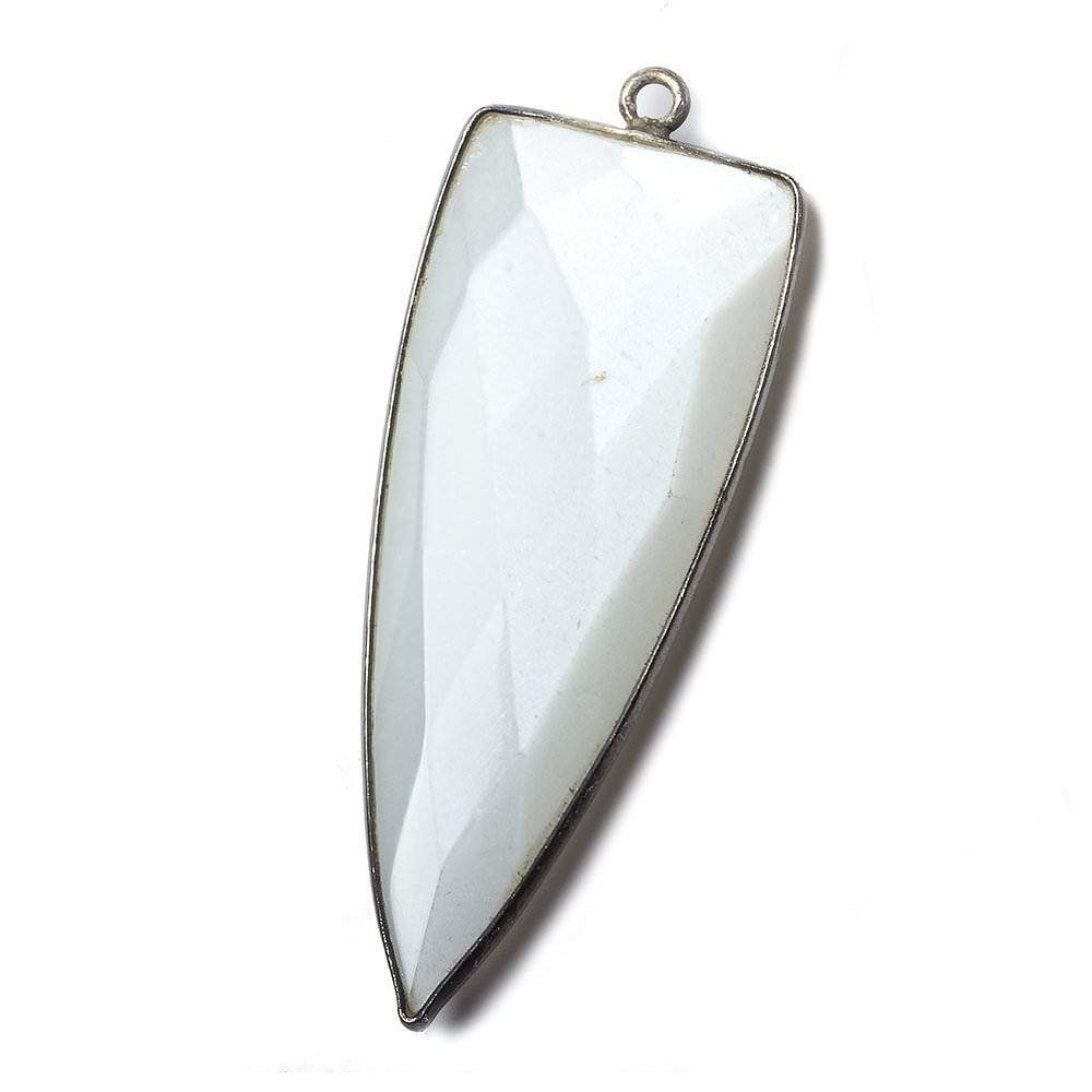 42x16mm Black Gold Bezel White Moonstone faceted point 1 focal bead